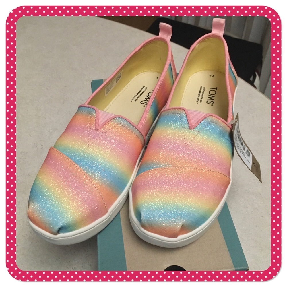 💝 TOMS 💝 Alpargata Candy Pink Gradient Glitter women’s size 9 or Youth 6